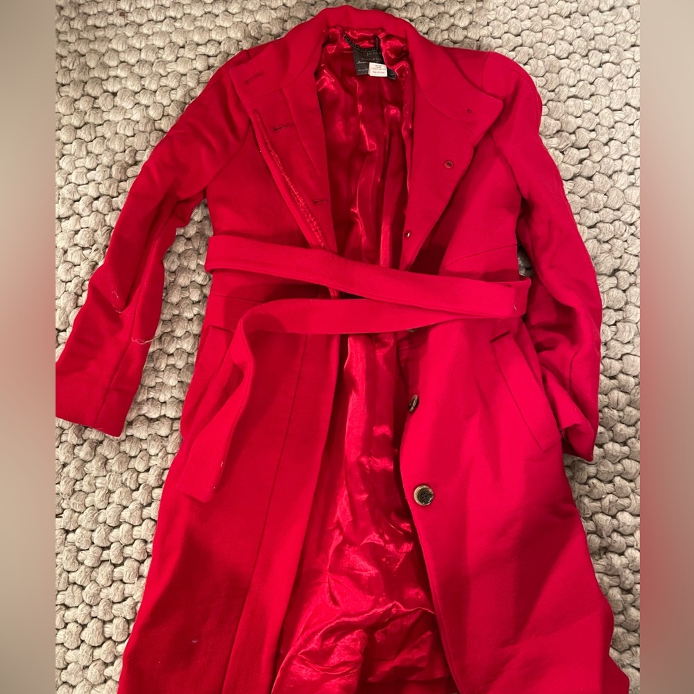 JCrew Holiday Red Belted Wool Coat